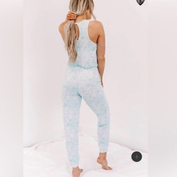 Fantastic Fawn Jump Right In Sleeveless Jogger SweatJumpsuit-Tie dye-Multicolor - Picture 12 of 12